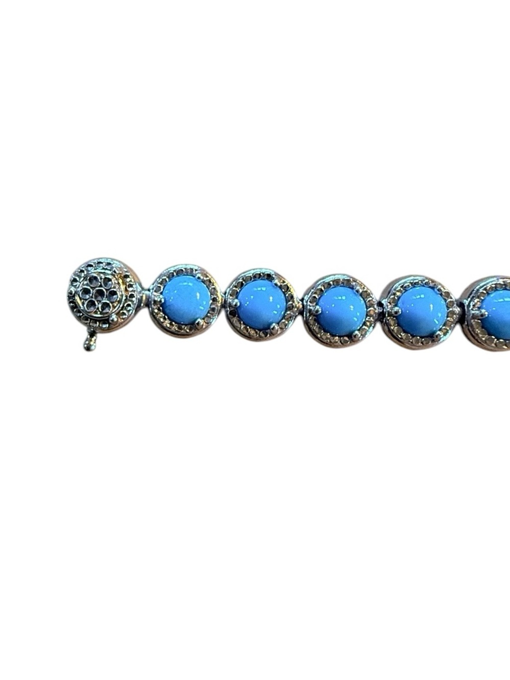Sterling Silver and Turquoise Cabochon Women’s Tennis Bracelet 8” - Picture 3 of 11